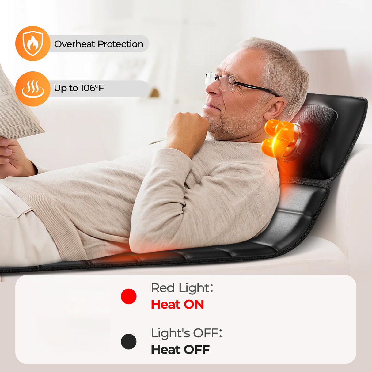 Foldable Massage Mattress with Smart Heating & Timer – Full-Body Relaxation Mat, Portable Heated Massage Pad for Home Use