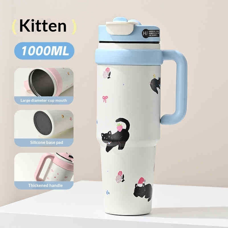 Ceramic-Lined Insulated Water Mug – Stainless Steel, Straw Lid, Perfect for Travel & Outdoors