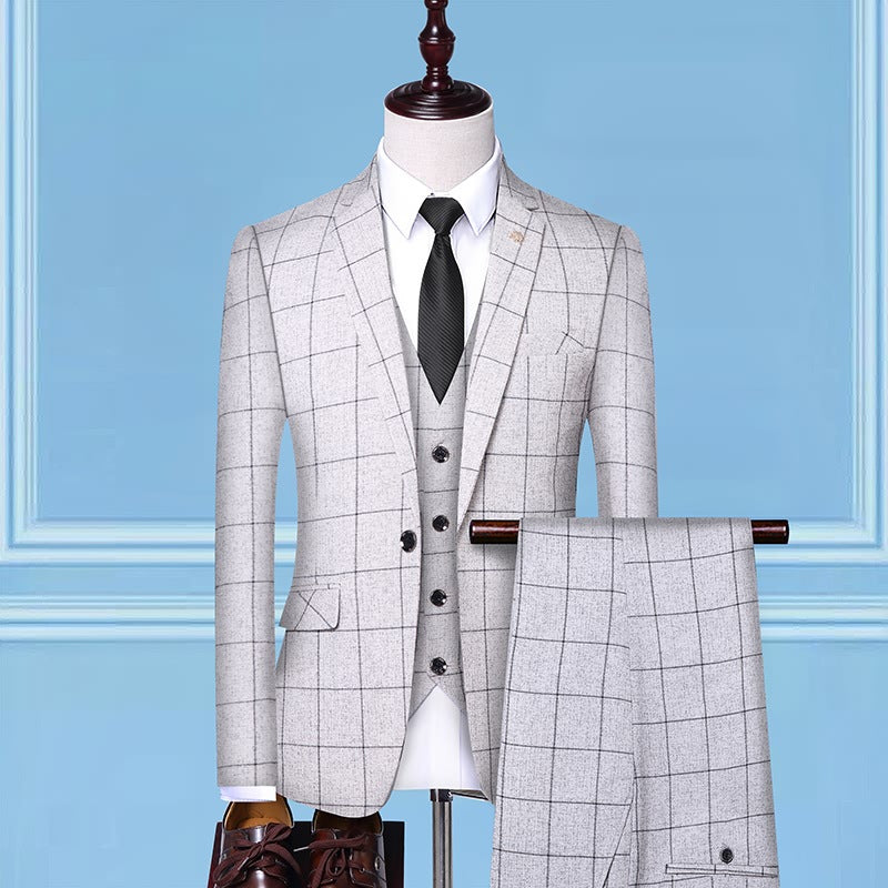 Men’s Checkered Three-Piece Suit – Professional Work Suit | Modern Business & Formal Men’s Clothing Trend