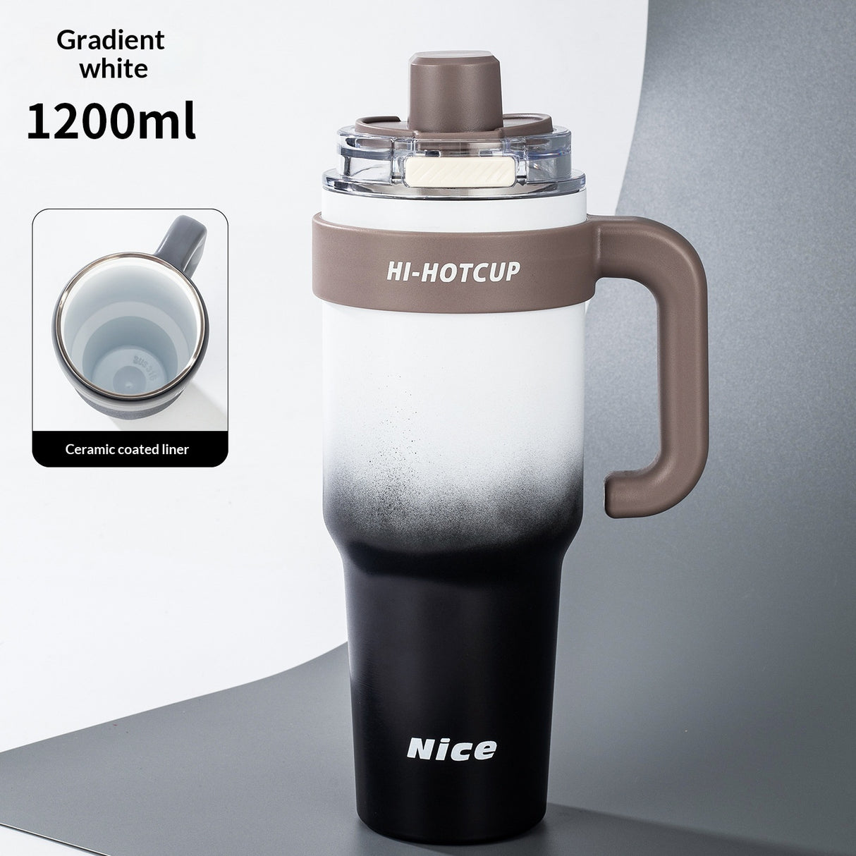 Ceramic-Lined Insulated Water Mug – Stainless Steel, Straw Lid, Perfect for Travel & Outdoors