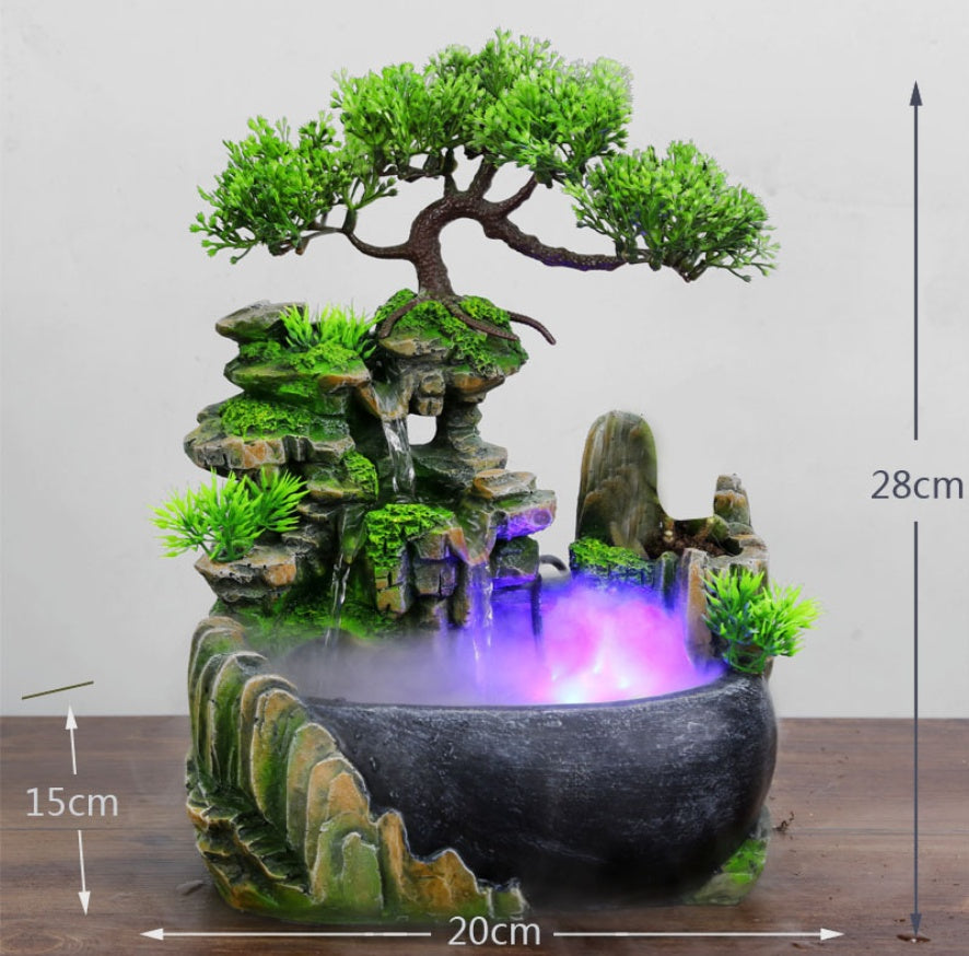 Small Rockery Water Tank Humidifier – Desktop Office Fish Tank Style Air Humidifier with Decorative Rockery Design