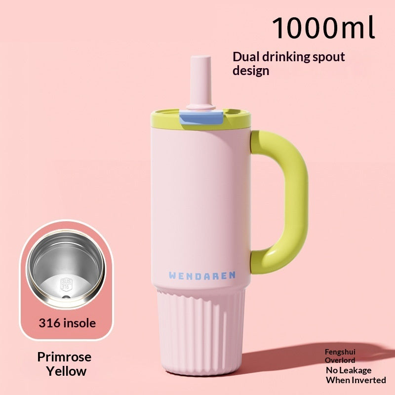 Ceramic-Lined Insulated Water Mug – Stainless Steel, Straw Lid, Perfect for Travel & Outdoors