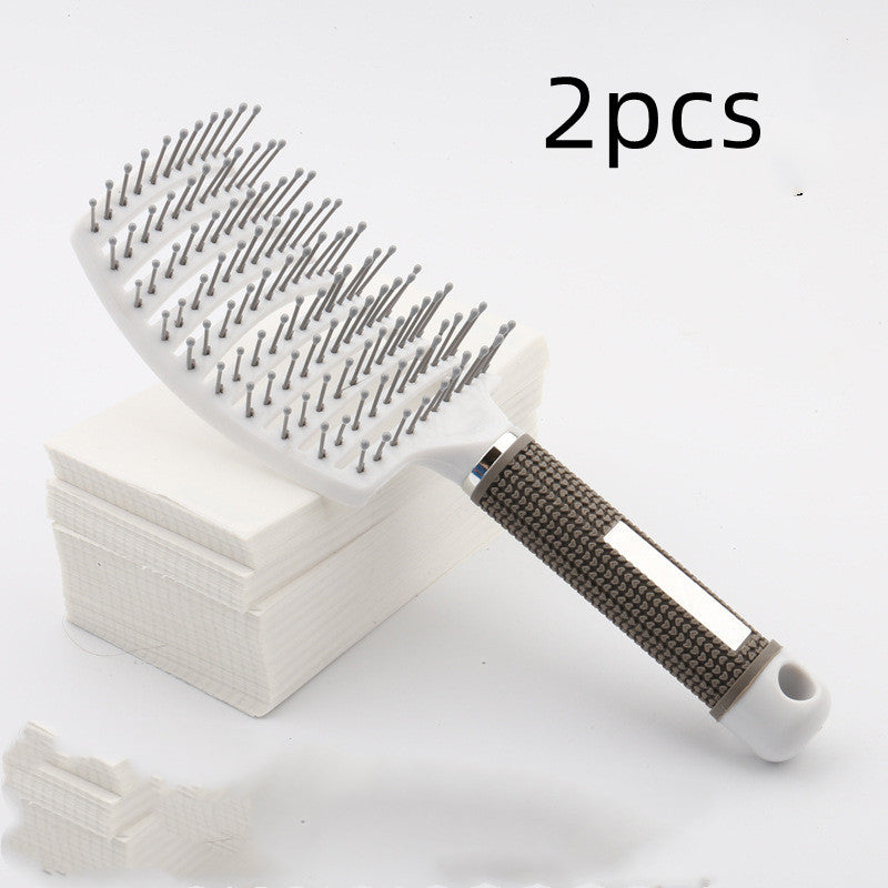 Large Curved Boar Bristle Hair Brush – Massage Comb for Curly & Wavy Hair | Anti-Frizz Detangling & Styling Hairbrush