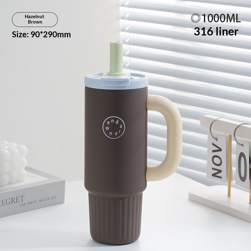Ceramic-Lined Insulated Water Mug – Stainless Steel, Straw Lid, Perfect for Travel & Outdoors