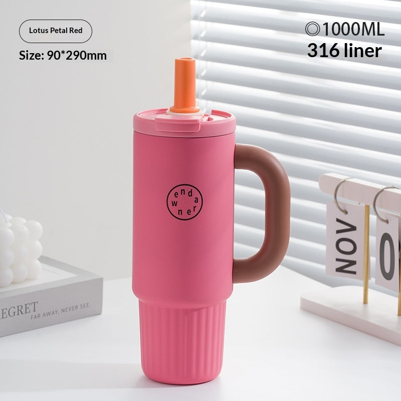 Ceramic-Lined Insulated Water Mug – Stainless Steel, Straw Lid, Perfect for Travel & Outdoors