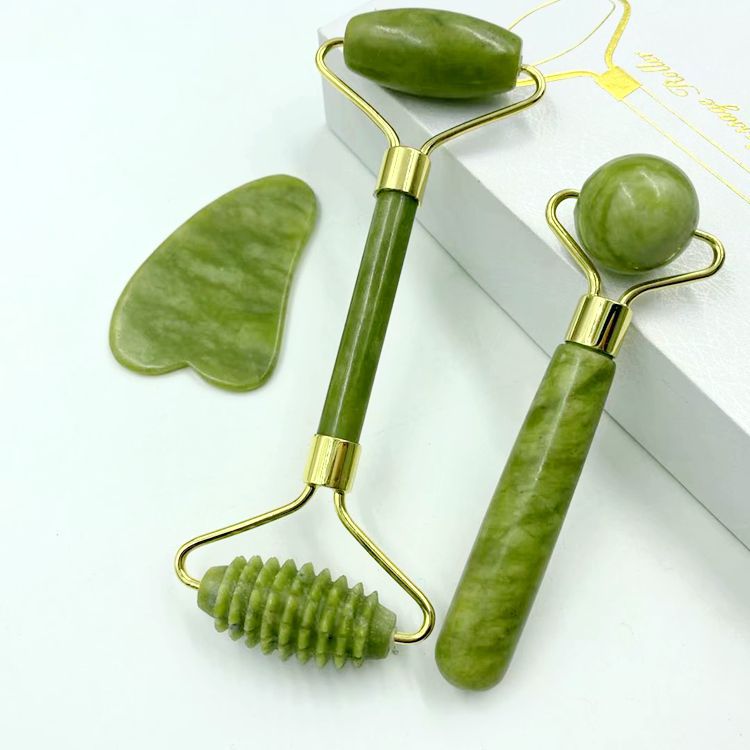 Natural Jade Beauty Device – Facial Massage & Skincare Tool | Cooling Lymphatic Jade Massager for Face & Neck