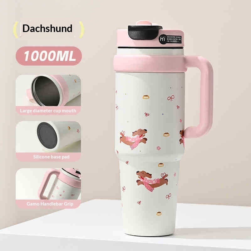 Ceramic-Lined Insulated Water Mug – Stainless Steel, Straw Lid, Perfect for Travel & Outdoors