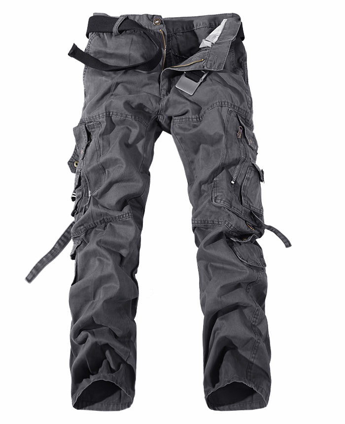 Men’s Washed Multi-Pocket Cargo Pants – Durable Tactical Work & Casual Utility Trousers