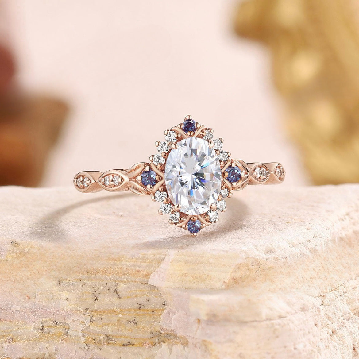 Rose Gold-Plated Flower Zircon Ring – Elegant Floral Design Cubic Zirconia Ring for Women, Fashion Jewelry Gift