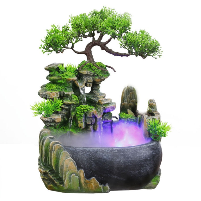 Small Rockery Water Tank Humidifier – Desktop Office Fish Tank Style Air Humidifier with Decorative Rockery Design