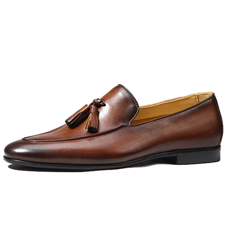 Men’s Premium Leather Tassel Loafers – Breathable Summer Style