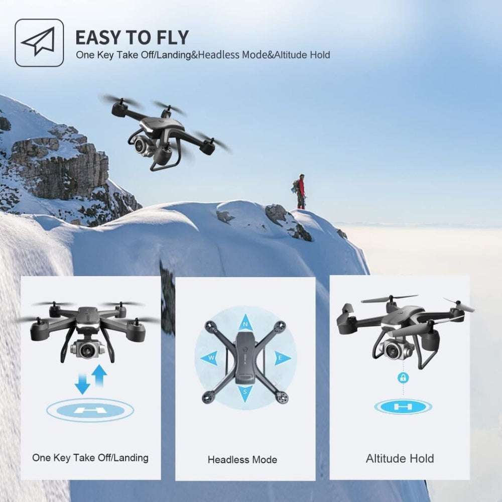 V14 6K Dual Camera FPV Drone — Portable WiFi RC Quadcopter with 2 Batteries for Beginners & Pros