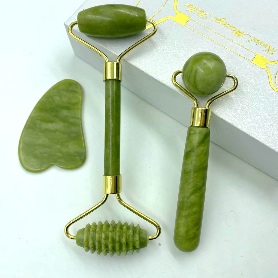 Natural Jade Beauty Device – Facial Massage & Skincare Tool | Cooling Lymphatic Jade Massager for Face & Neck