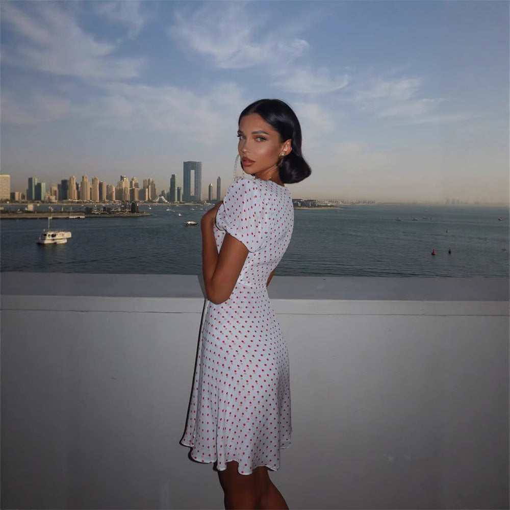 Summer New Arrival Sexy Low-Cut Dress with Bow Decoration – Elegant Bodycon Mini Dress for Women