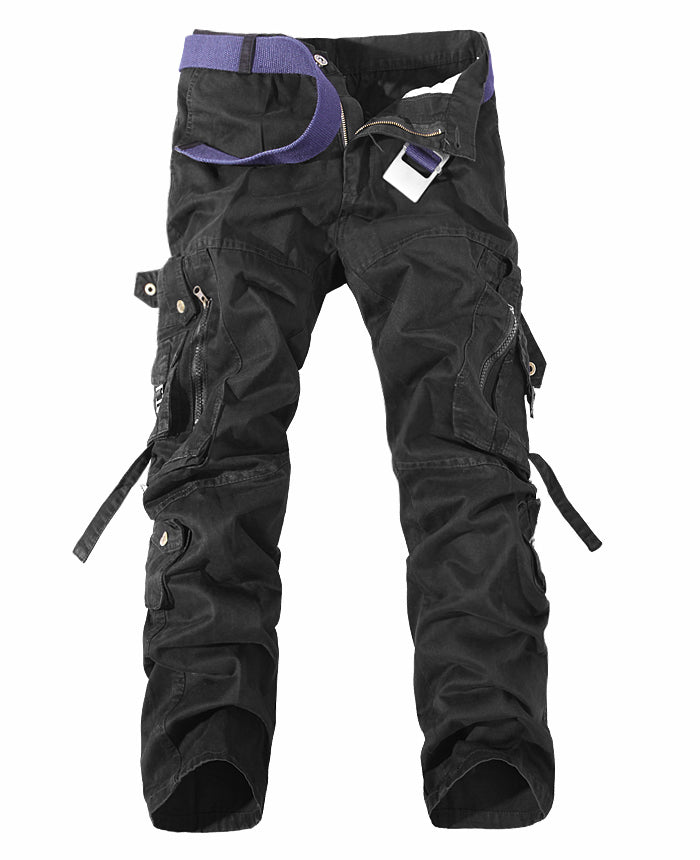 Men’s Washed Multi-Pocket Cargo Pants – Durable Tactical Work & Casual Utility Trousers