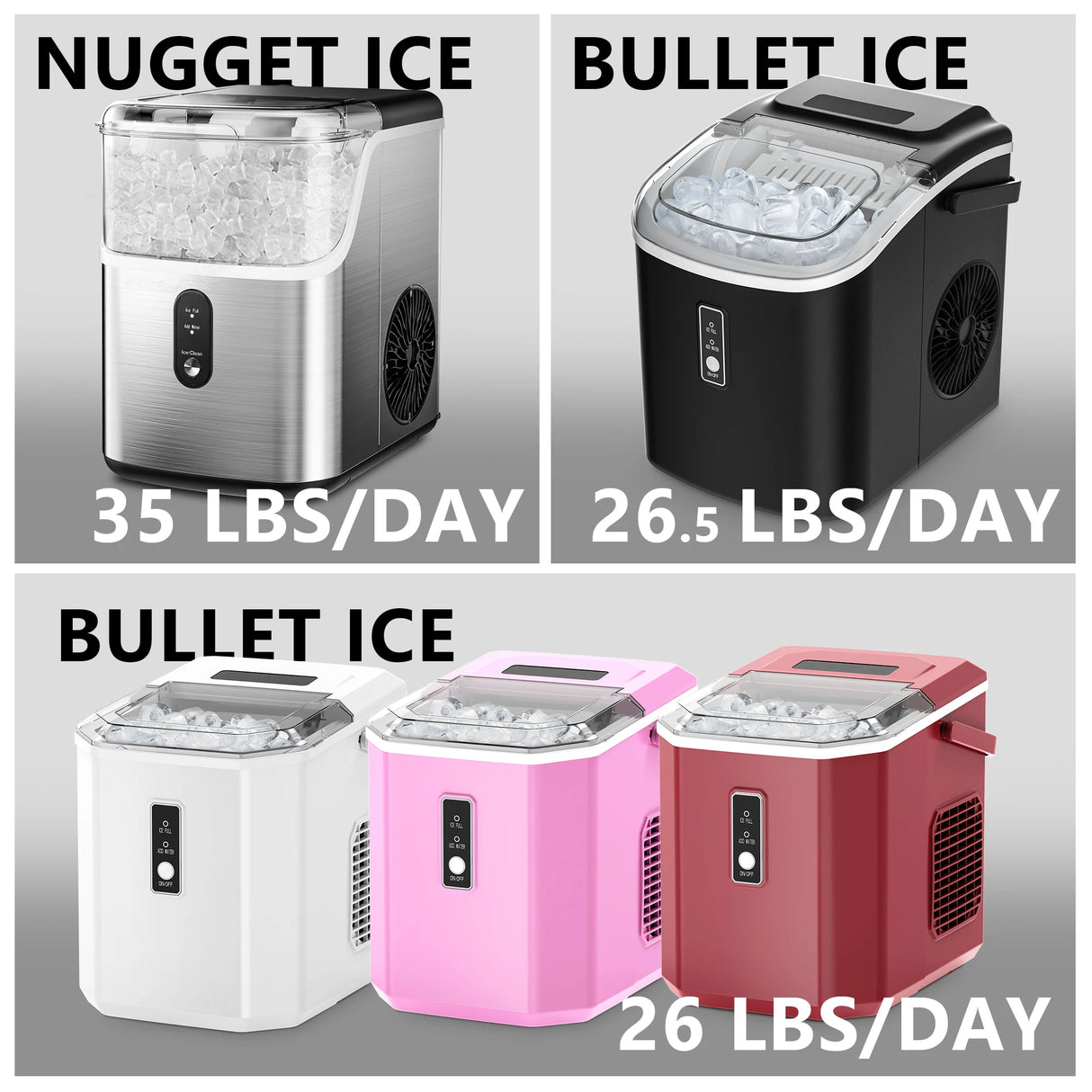 SIMZLIFE Portable Ice Maker Machine – 26.5 lbs/Day | 9 Ice Cubes in 6 Minutes | Auto-Cleaning Countertop Ice Maker with Basket & Scoop
