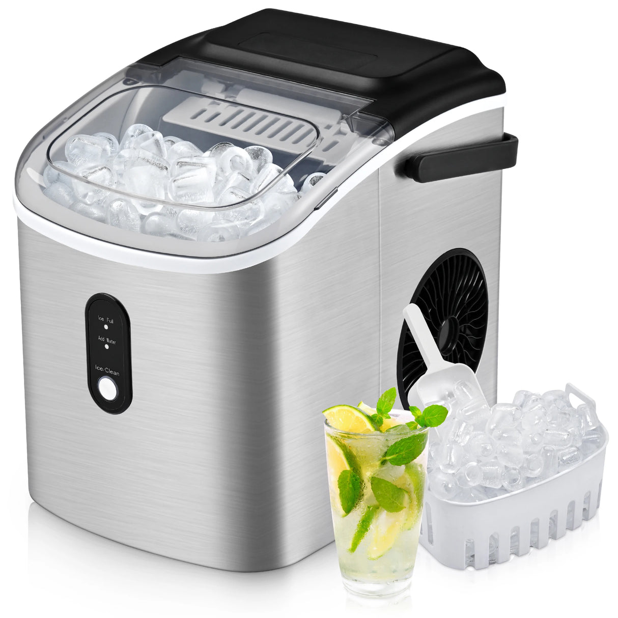 SIMZLIFE Portable Ice Maker Machine – 26.5 lbs/Day | 9 Ice Cubes in 6 Minutes | Auto-Cleaning Countertop Ice Maker with Basket & Scoop