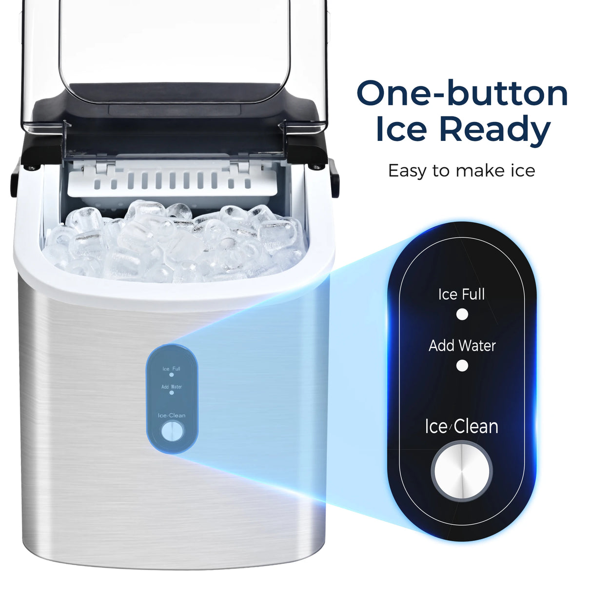 SIMZLIFE Portable Ice Maker Machine – 26.5 lbs/Day | 9 Ice Cubes in 6 Minutes | Auto-Cleaning Countertop Ice Maker with Basket & Scoop