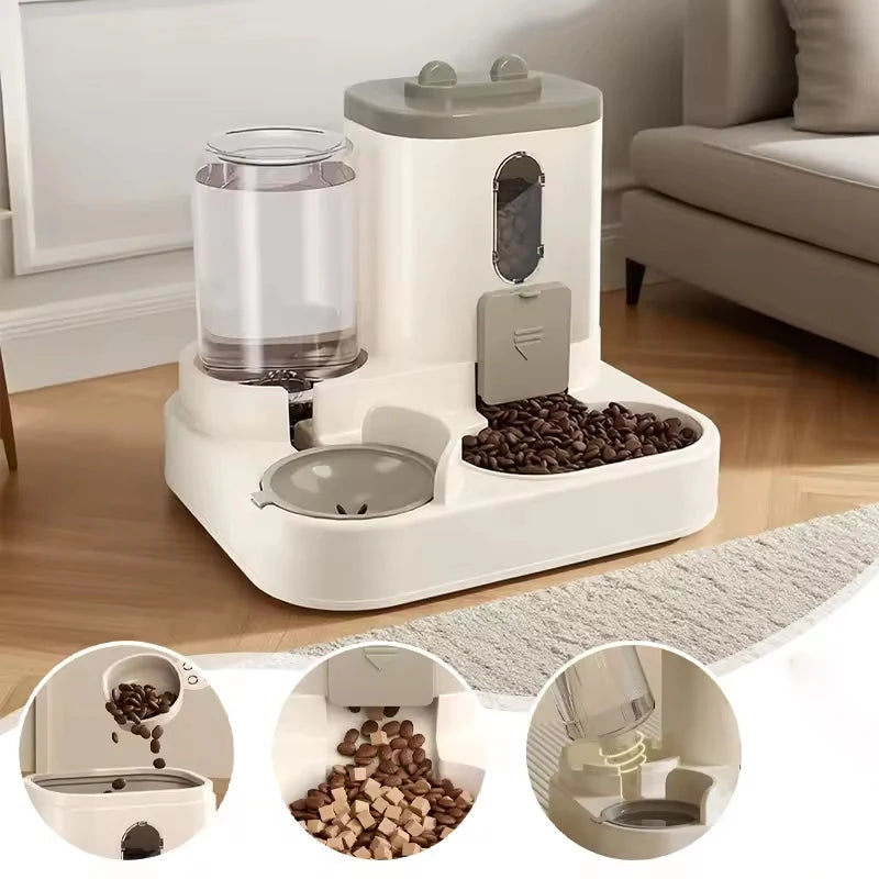 Distributeur automatique de nourriture et d'eau de grande capacité pour chats et chiens