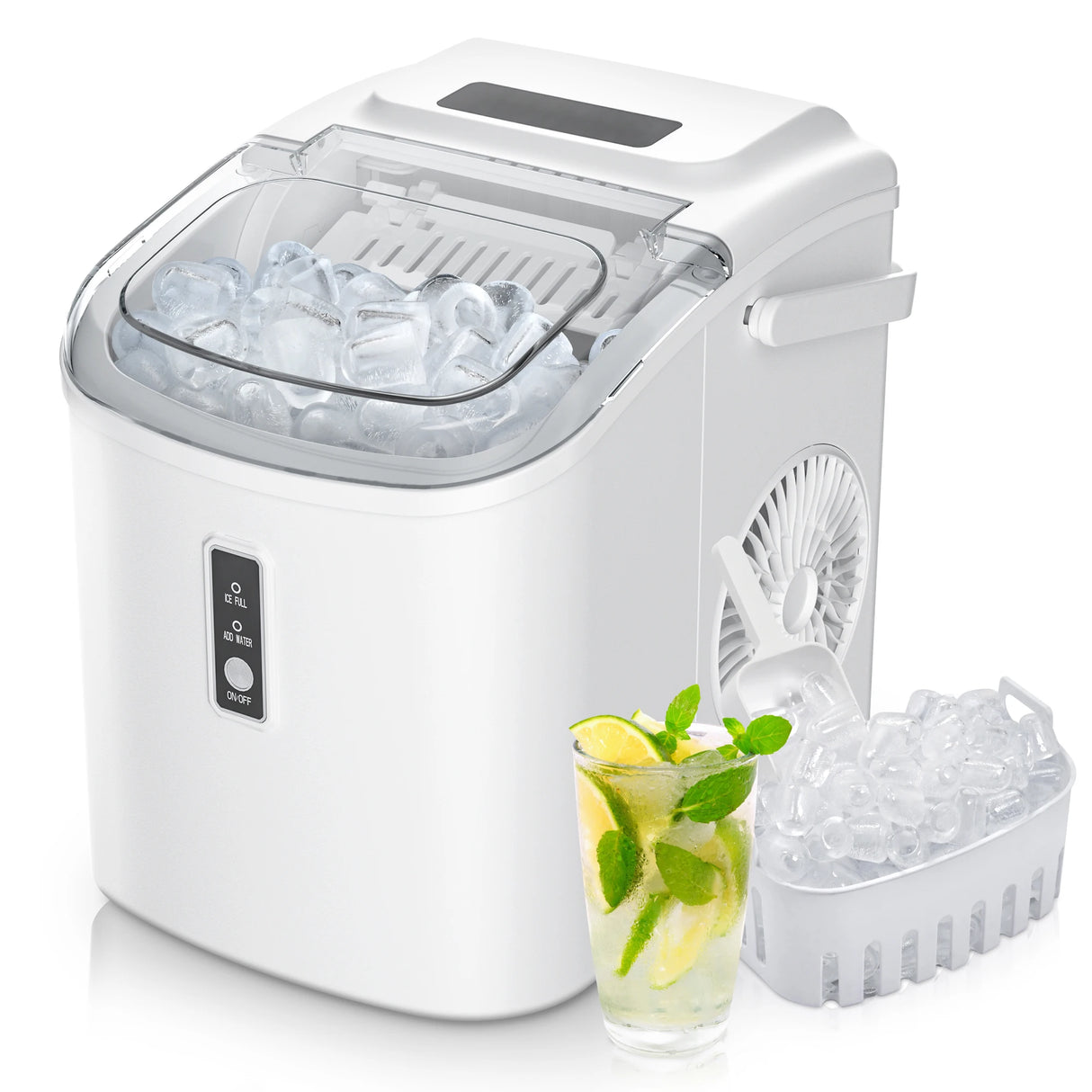 SIMZLIFE Portable Ice Maker Machine – 26.5 lbs/Day | 9 Ice Cubes in 6 Minutes | Auto-Cleaning Countertop Ice Maker with Basket & Scoop
