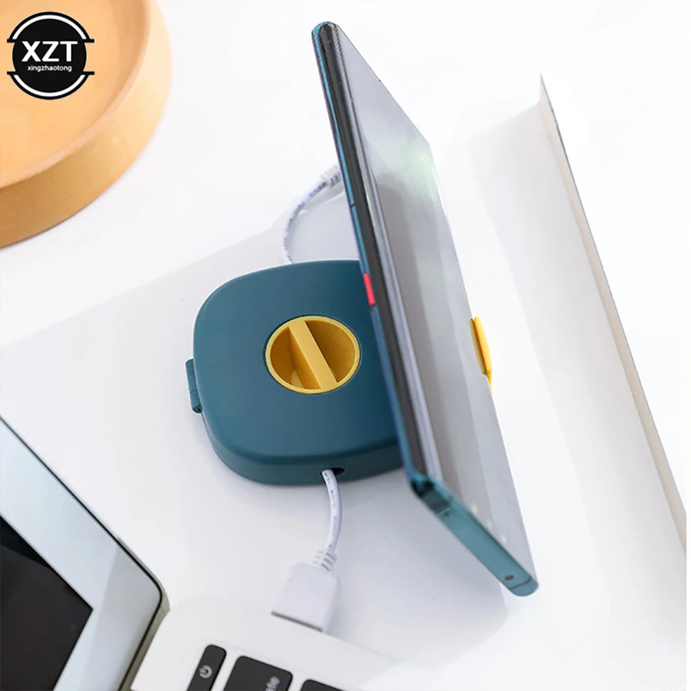 Rotating Cable Organizer & Winder Box – Portable Wire & Cord Storage with Phone Holder