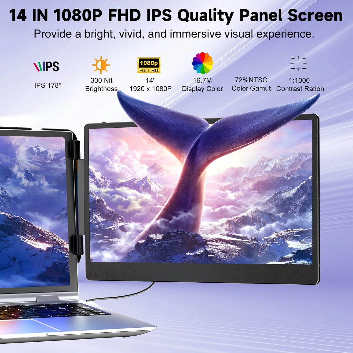 S2 Triple Laptop Screen Extender 14" FHD 1080P IPS Dual Portable Monitor