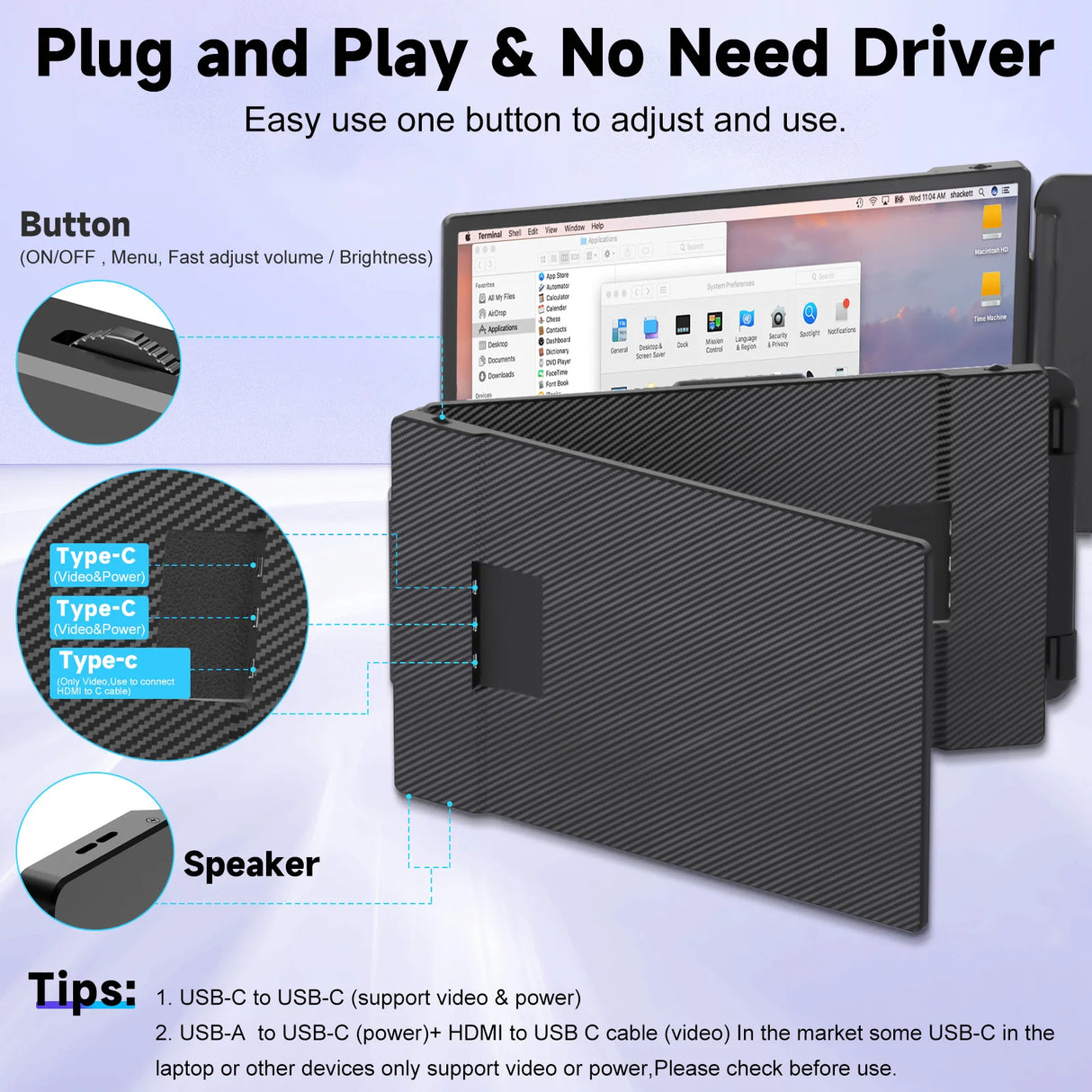 S2 Triple Laptop Screen Extender 14" FHD 1080P IPS Dual Portable Monitor