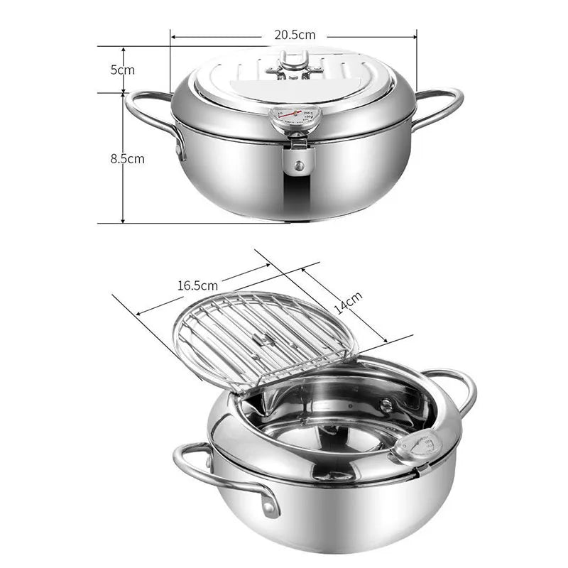 Japanese-Style Tempura Fryer – Mini Oil-Saving Deep Frying Pot with Temperature Control | Household Small Fryer for Tempura & Snacks