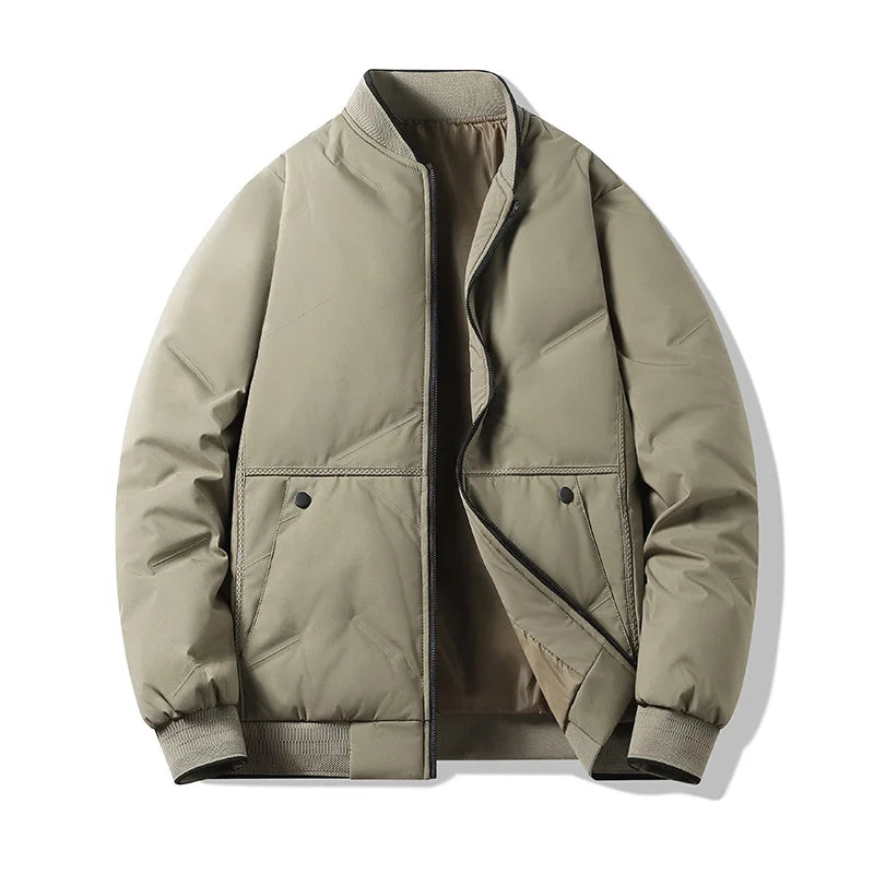 Men's Jacket Autumn Winter Thickened Warm Comfortable Breathable Casual Coat Outdoor Solid Color Windproof Zippered Jacket