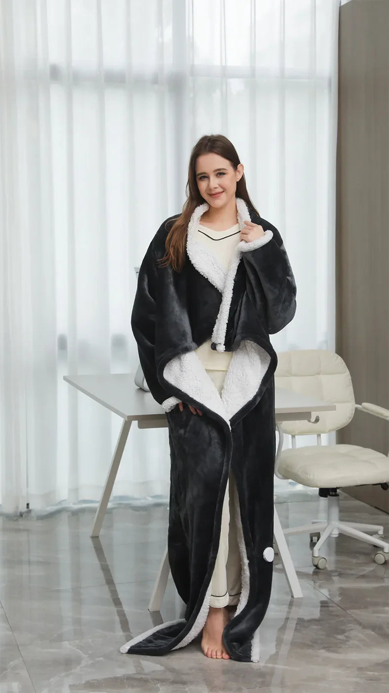 Wearable Heated Blanket with Sleeves – 8-Heat Levels, Flannel, 127x177CM