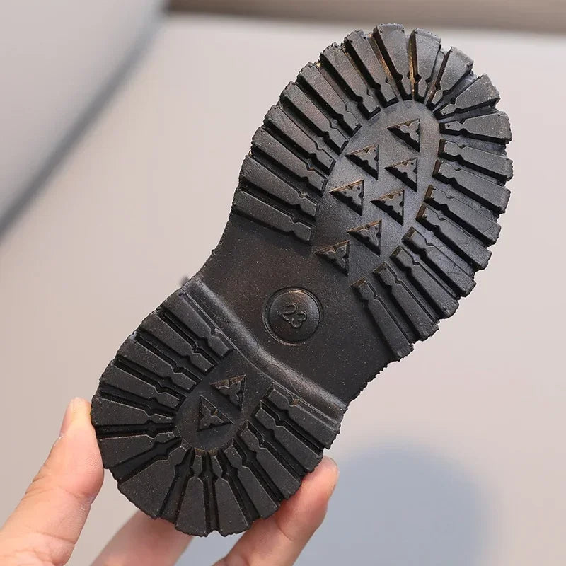 Kids Winter Leather Short Boots