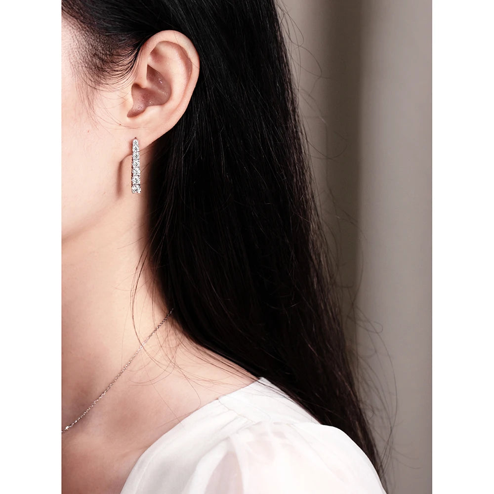 OEVAS 925 Sterling Silver Moissanite Earrings – 2.82CT Long Tassel Diamond Earrings | Sparkling Luxury Party Jewelry for Women