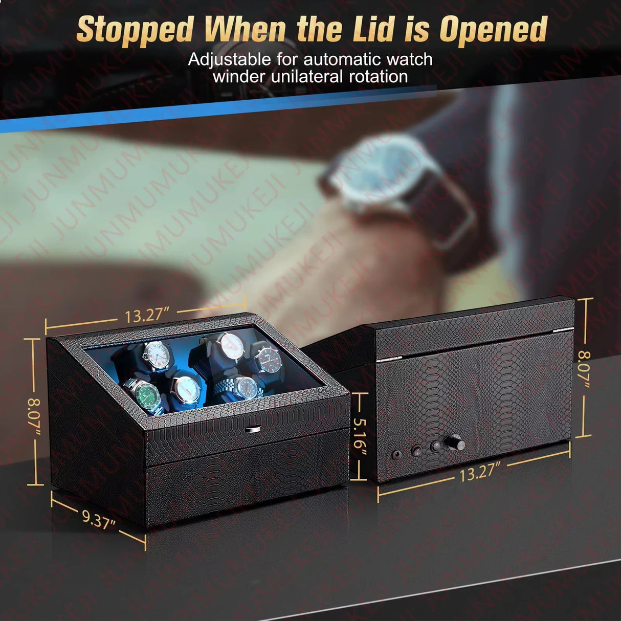 Watch Winder Box for Automatic Watches – 6-Slot Rotating Display Case | Quiet Motor Watch Winder Stand with Storage
