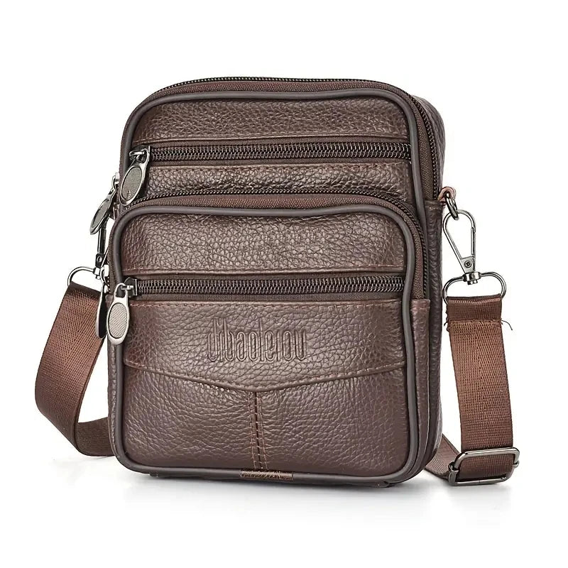 Trendy Men's Genuine Leather Crossbody Multifunctional Shoulder Bag