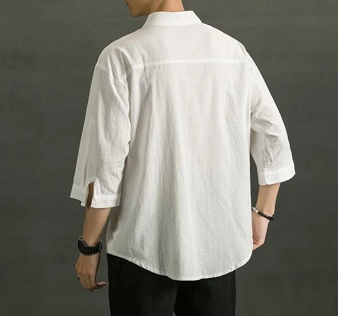 White Linen Cotton Half Sleeve Men’s Shirt