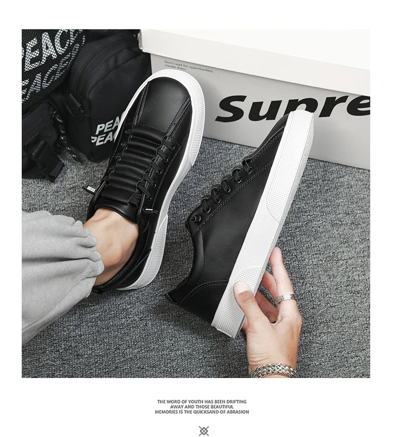 Men’s Casual Lightweight PU Leather Sneakers