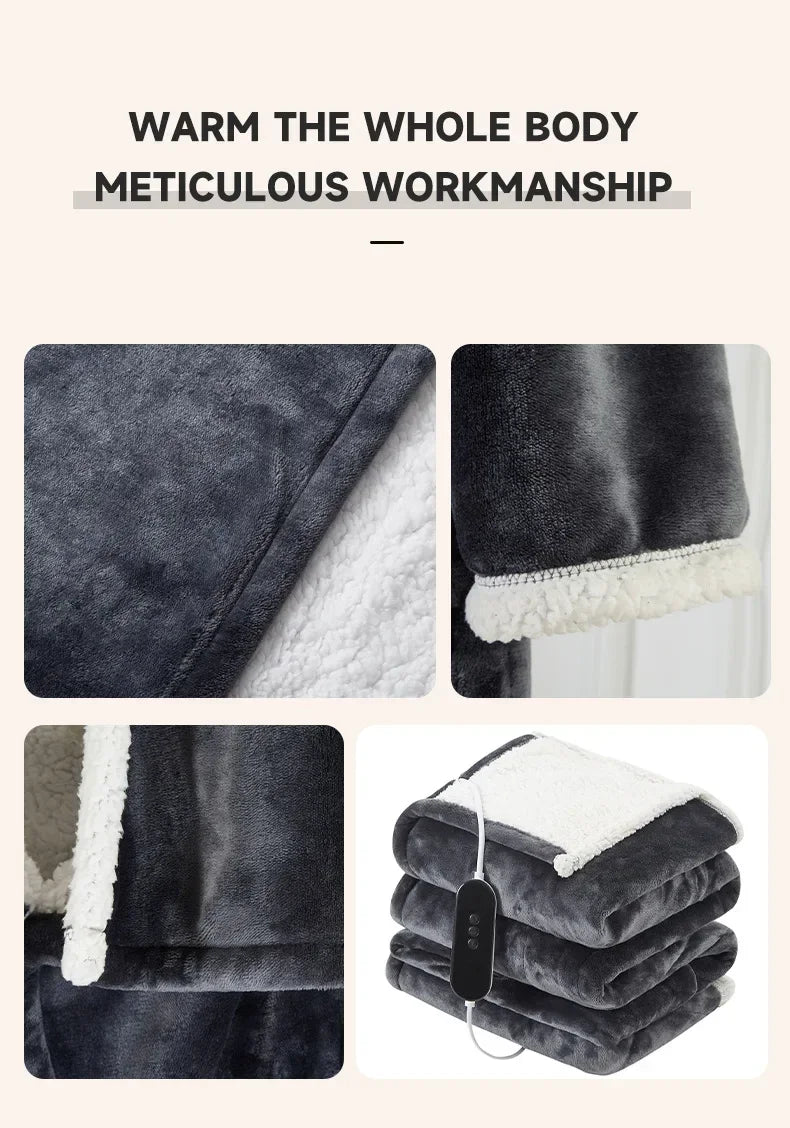 Wearable Heated Blanket with Sleeves – 8-Heat Levels, Flannel, 127x177CM