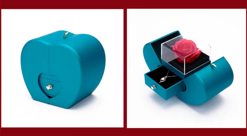 Collar con joyero de manzana y rosa | Regalo para mi hija