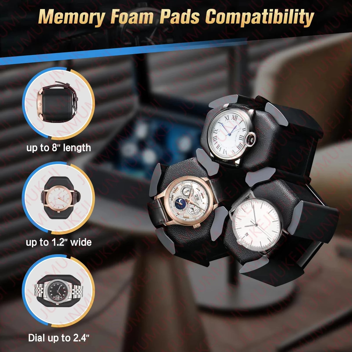 Watch Winder Box for Automatic Watches – 6-Slot Rotating Display Case | Quiet Motor Watch Winder Stand with Storage