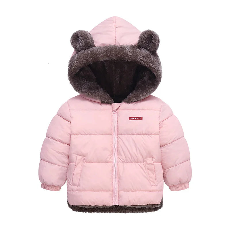 Kids Winter Thick Hooded Jacket – Boys & Girls Padded Fleece Warm Coat | Children’s Cotton Outerwear Cashmere Snowsuit