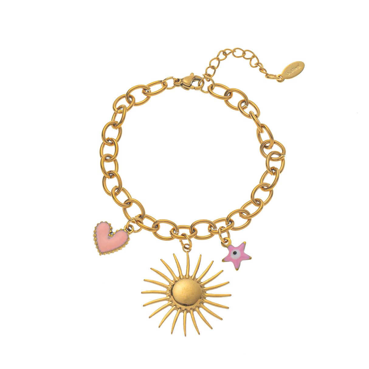 Gold-Plated, Handmade, Colorful, Braided Bracelet with Multiple Pendants