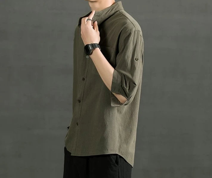 White Linen Cotton Half Sleeve Men’s Shirt