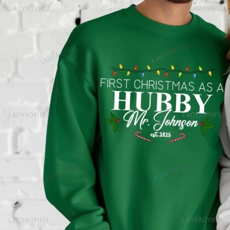 Custom “Our First Christmas as Mr & Mrs” Sweater – Hubby & Wifey Matching Sweatshirts | Newlywed Couple Christmas Gift