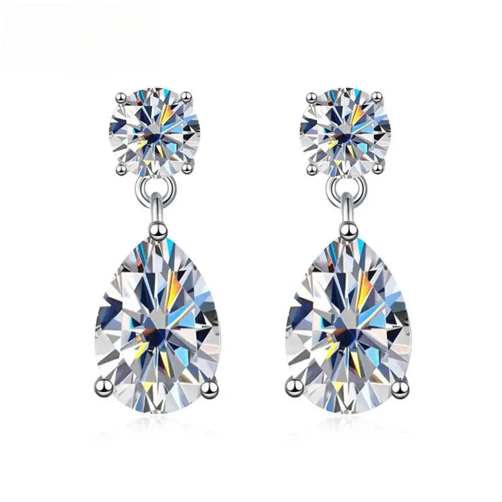 3CT D-Color VVS1 Moissanite Drop Earrings – 925 Sterling Silver Minimalist Jewelry