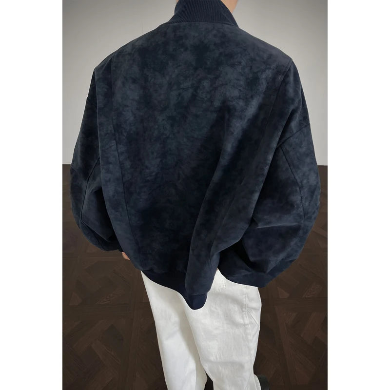 Men’s Autumn Tie-Dye Bomber Jacket – New Arrival Short Loose Fit Stand Collar Streetwear Casual Outerwear