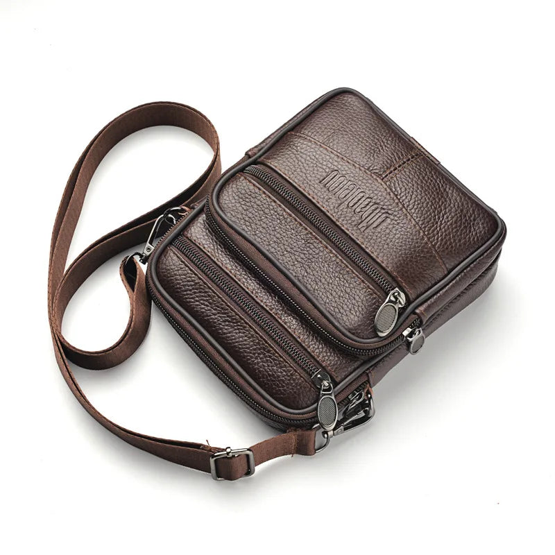 Trendy Men's Genuine Leather Crossbody Multifunctional Shoulder Bag