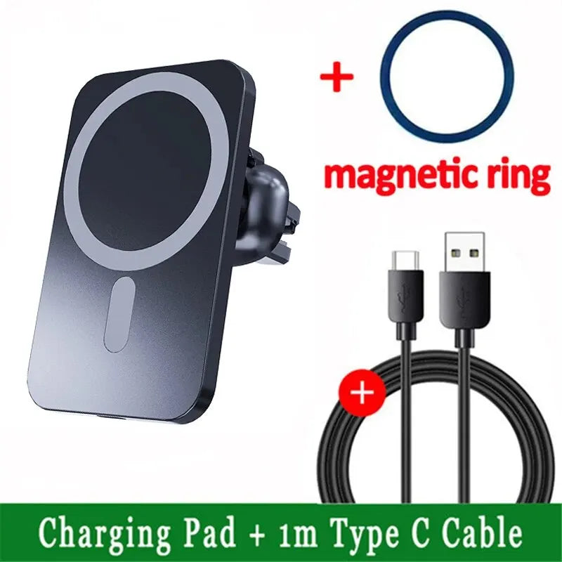 Car Phone Holder 30W Magnetic Wireless Charger for iPhone