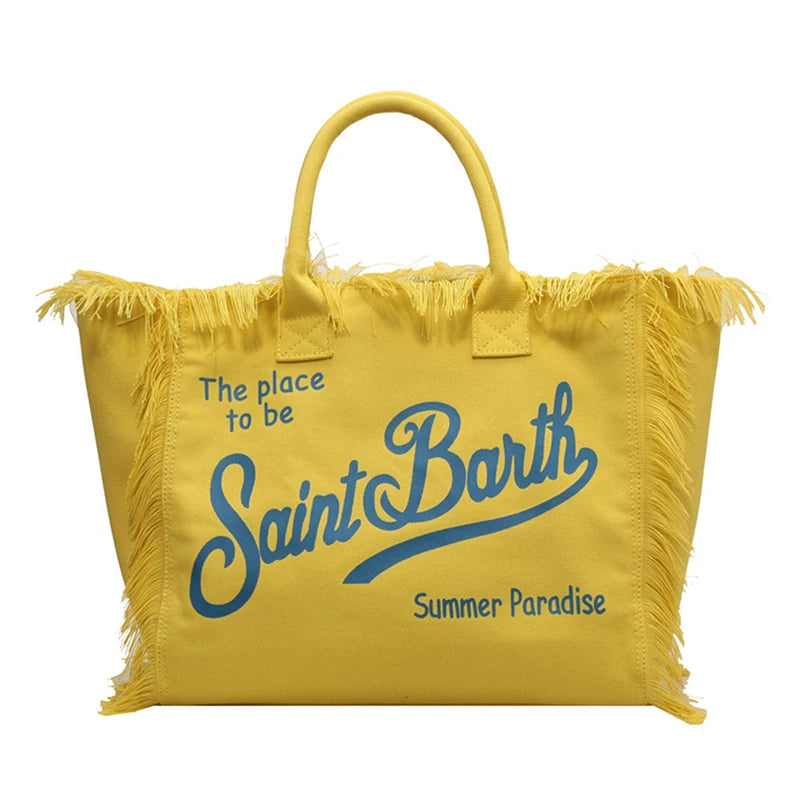 Women’s Denim Printed Beach Bag