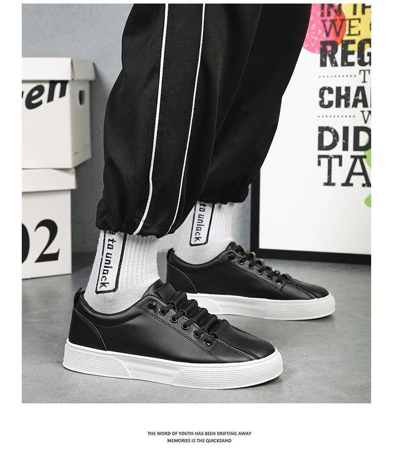 Men’s Casual Lightweight PU Leather Sneakers