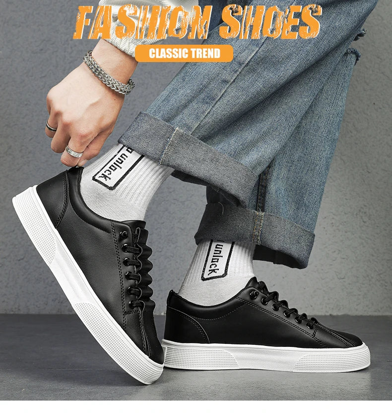Men’s Casual Lightweight PU Leather Sneakers
